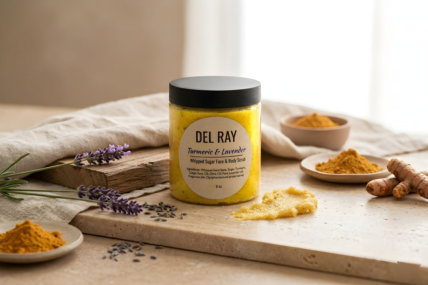 Turmeric Face and Body- Foaming Whipped Sugar Scrub(8oz)