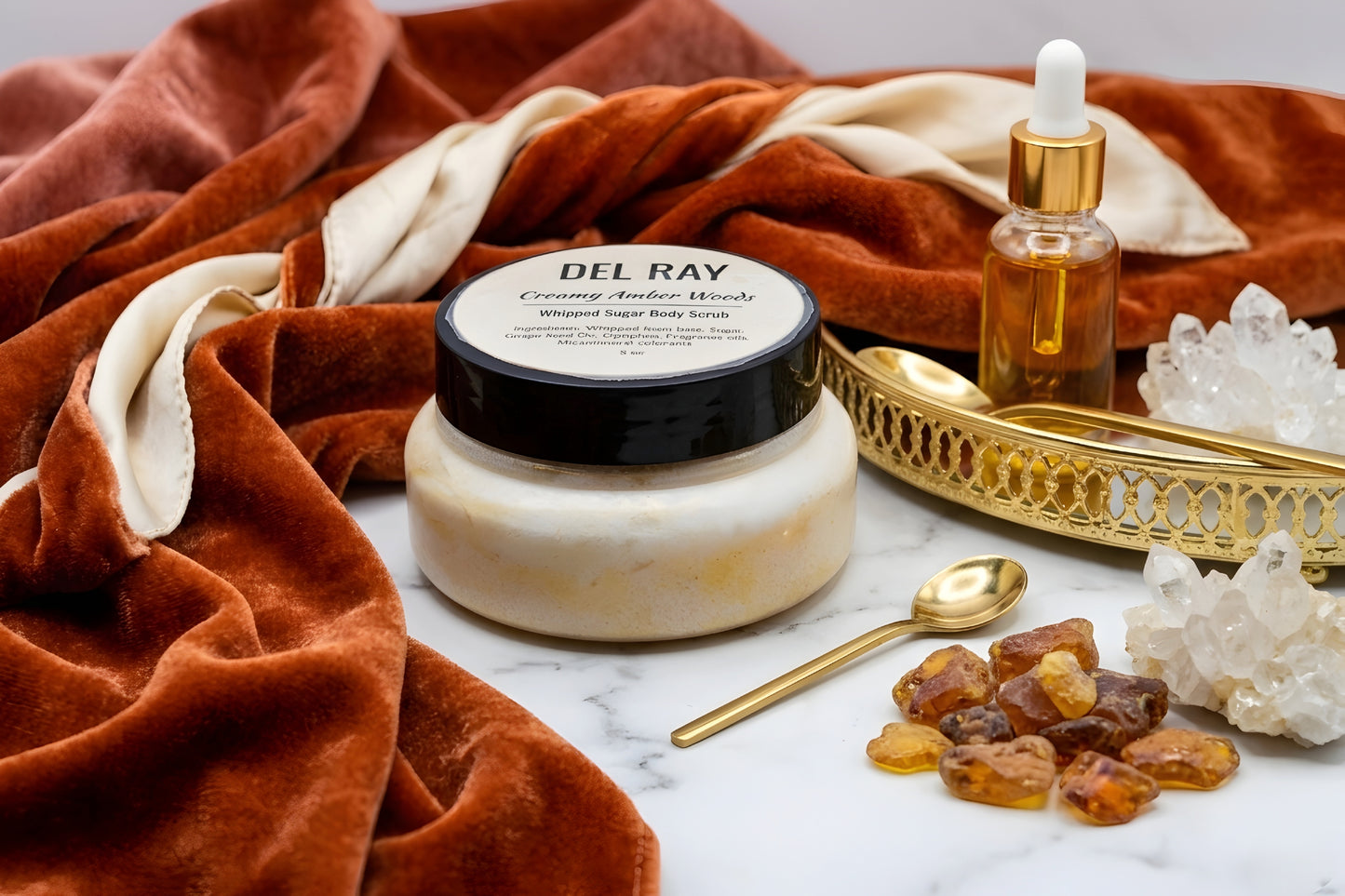 Creamy Amber woods- Foaming Whipped Sugar Body Scrub(5oz)